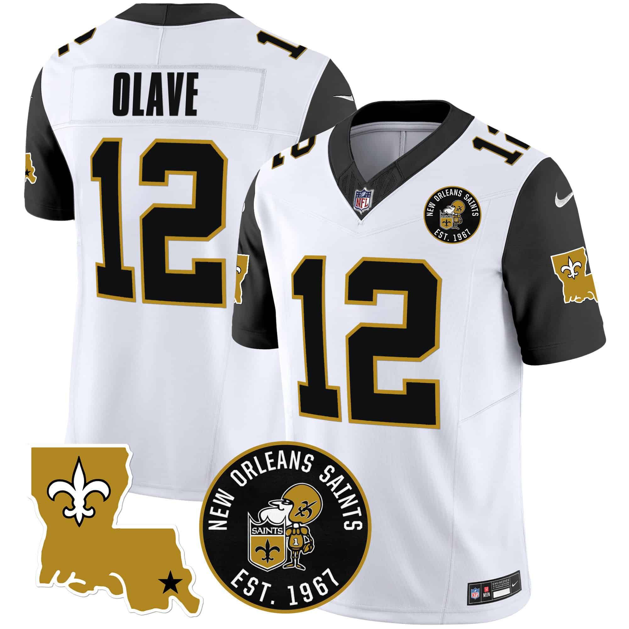 Men New Orleans Saints #12 Olave White 2024 Nike 1967 Patch Vapor Limited NFL Jersey style 2->indianapolis colts->NFL Jersey